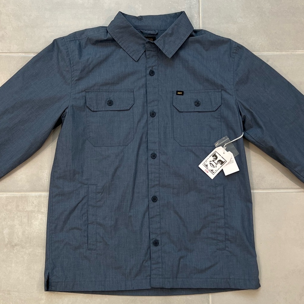 Obey Blue hue Jacket with Collared Neckline